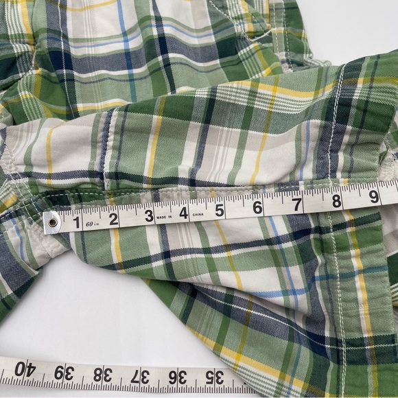 Abercrombie & Fitch Shorts Adult 34 Green Plaid Cargo Pockets Distressed Mens - Picture 7 of 8